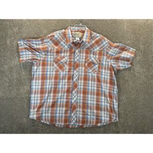 Wrangler Western Fasion Snap Plaid Shirt Men's Short Sleeve Sz XXL Cowboy Casual